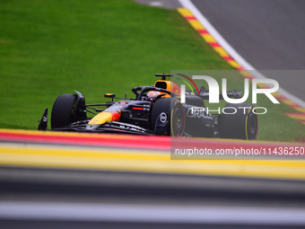 Max Verstappen of Red Bull Racing Honda is driving his single-seater during the free practice of the Belgian GP, the 14th race of the Formul...