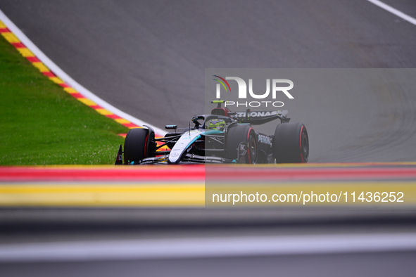 Lewis Hamilton of Mercedes-AMG Petronas F1 Team is driving his single-seater during the free practice of the Belgian GP, the 14th race of th...