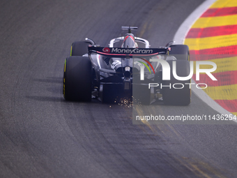 Kevin Magnussen of Haas F1 Team is driving his single-seater during the free practice of the Belgian GP, the 14th race of the Formula 1 Worl...