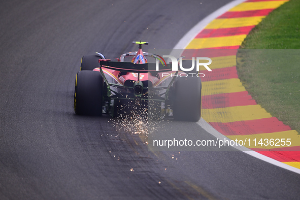 Carlos Sainz of Scuderia Ferrari is driving his single-seater during the free practice of the Belgian GP, the 14th race of the Formula 1 Wor...