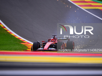 Charles Leclerc of Scuderia Ferrari is driving his single-seater during the free practice of the Belgian GP, the 14th race of the Formula 1...