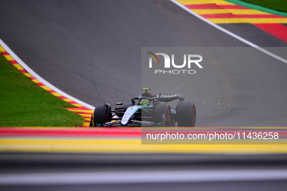 Lewis Hamilton of Mercedes-AMG Petronas F1 Team is driving his single-seater during the free practice of the Belgian GP, the 14th race of th...