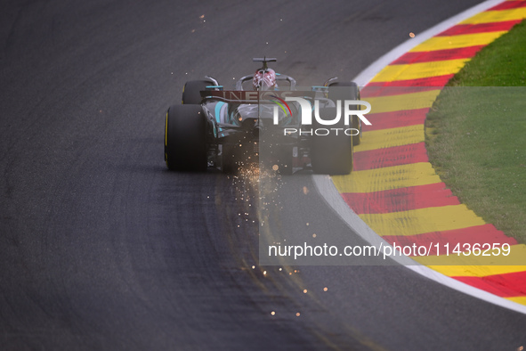 George Russell of Mercedes-AMG Petronas is driving his single-seater during the free practice of the Belgian GP, the 14th race of the Formul...