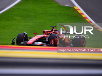 Charles Leclerc of Scuderia Ferrari is driving his single-seater during the free practice of the Belgian GP, the 14th race of the Formula 1...