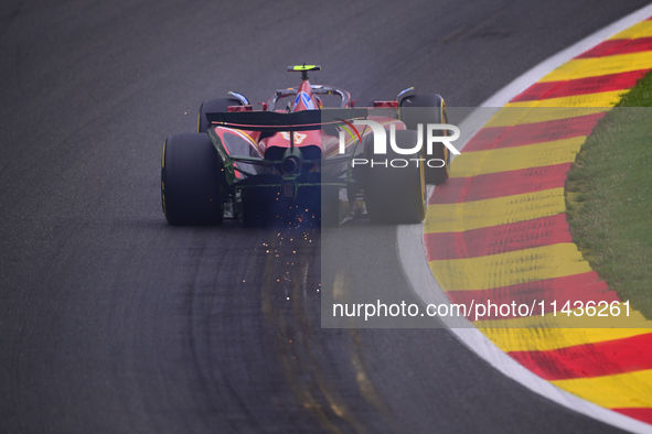 Carlos Sainz of Scuderia Ferrari is driving his single-seater during the free practice of the Belgian GP, the 14th race of the Formula 1 Wor...