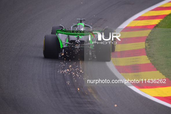 Guanyu Zhou of Stake F1 Team Sauber is driving his single-seater during the free practice of the Belgian GP, the 14th race of the Formula 1...