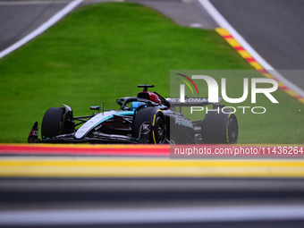 George Russell of Mercedes-AMG Petronas is driving his single-seater during the free practice of the Belgian GP, the 14th race of the Formul...