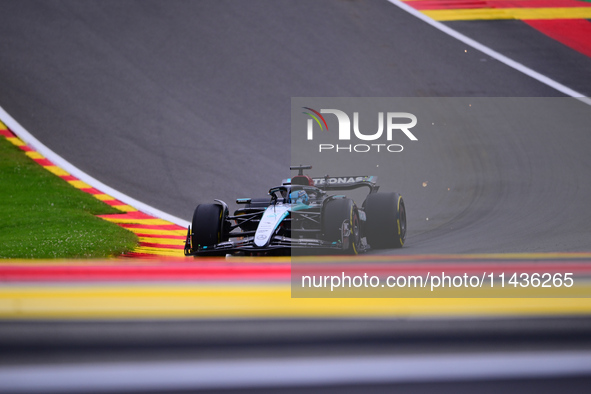 George Russell of Mercedes-AMG Petronas is driving his single-seater during the free practice of the Belgian GP, the 14th race of the Formul...