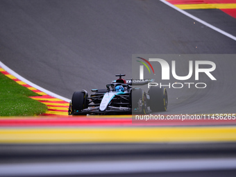 George Russell of Mercedes-AMG Petronas is driving his single-seater during the free practice of the Belgian GP, the 14th race of the Formul...