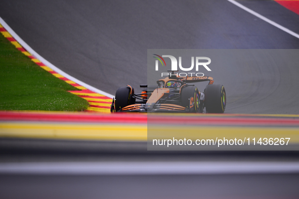 Oscar Piastri of McLaren F1 Team is driving his single-seater during the free practice of the Belgian GP, the 14th race of the Formula 1 Wor...