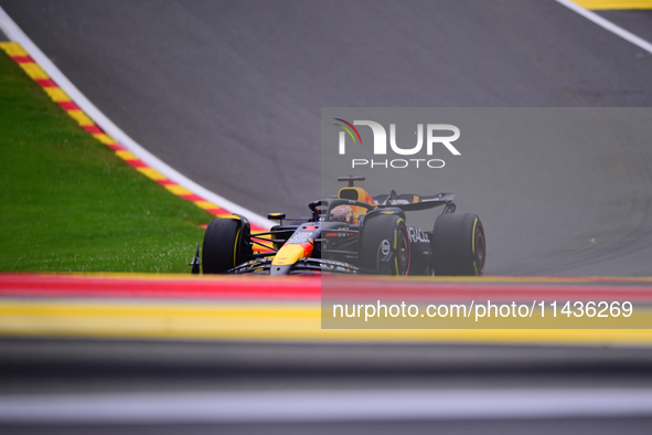 Max Verstappen of Red Bull Racing Honda is driving his single-seater during the free practice of the Belgian GP, the 14th race of the Formul...