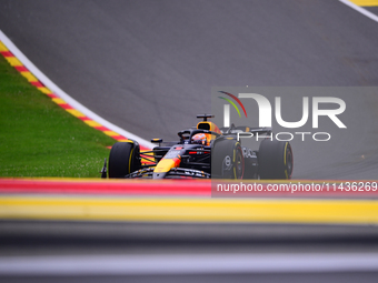 Max Verstappen of Red Bull Racing Honda is driving his single-seater during the free practice of the Belgian GP, the 14th race of the Formul...