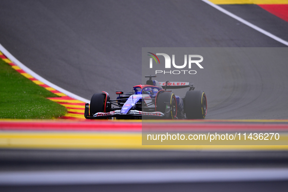 Daniel Ricciardo of Visa Cash-Up Racing Bulls is driving his single-seater during the free practice of the Belgian GP, the 14th race of the...