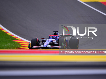 Daniel Ricciardo of Visa Cash-Up Racing Bulls is driving his single-seater during the free practice of the Belgian GP, the 14th race of the...