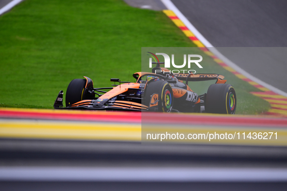 Oscar Piastri of McLaren F1 Team is driving his single-seater during the free practice of the Belgian GP, the 14th race of the Formula 1 Wor...