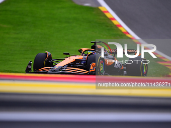 Oscar Piastri of McLaren F1 Team is driving his single-seater during the free practice of the Belgian GP, the 14th race of the Formula 1 Wor...