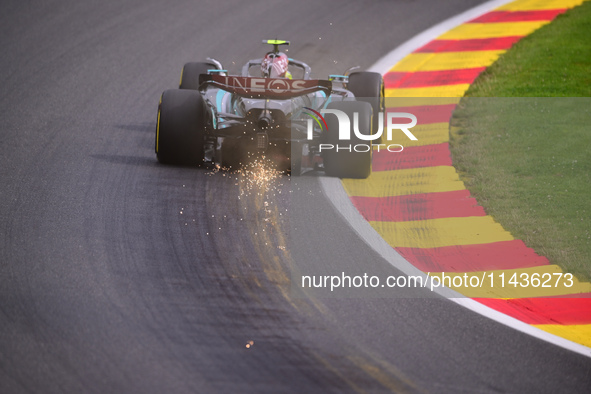 Lewis Hamilton of Mercedes-AMG Petronas F1 Team is driving his single-seater during the free practice of the Belgian GP, the 14th race of th...