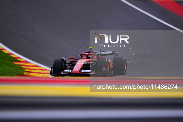 Carlos Sainz of Scuderia Ferrari is driving his single-seater during the free practice of the Belgian GP, the 14th race of the Formula 1 Wor...