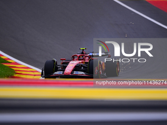 Carlos Sainz of Scuderia Ferrari is driving his single-seater during the free practice of the Belgian GP, the 14th race of the Formula 1 Wor...