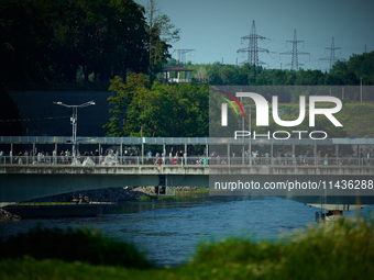 The bridge connecting Estonia with Russia is seen in Narva, Estonia on 24 July, 2024. Estonian authorities have closed the bridge that conne...