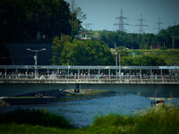 The bridge connecting Estonia with Russia is seen in Narva, Estonia on 24 July, 2024. Estonian authorities have closed the bridge that conne...