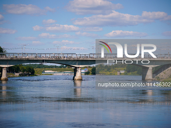 The bridge connecting Estonia with Russia is seen in Narva, Estonia on 24 July, 2024. Estonian authorities have closed the bridge that conne...