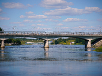 The bridge connecting Estonia with Russia is seen in Narva, Estonia on 24 July, 2024. Estonian authorities have closed the bridge that conne...