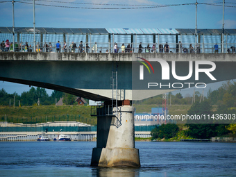 The bridge connecting Estonia with Russia is seen in Narva, Estonia on 24 July, 2024. Estonian authorities have closed the bridge that conne...