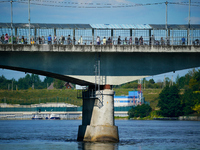 The bridge connecting Estonia with Russia is seen in Narva, Estonia on 24 July, 2024. Estonian authorities have closed the bridge that conne...