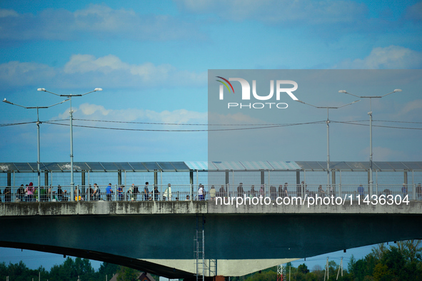 The bridge connecting Estonia with Russia is seen in Narva, Estonia on 24 July, 2024. Estonian authorities have closed the bridge that conne...