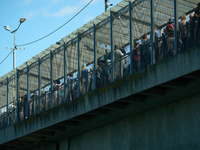 The bridge connecting Estonia with Russia is seen in Narva, Estonia on 24 July, 2024. Estonian authorities have closed the bridge that conne...