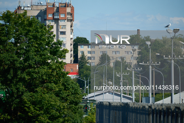 The bridge connecting Estonia with Russia is seen in Narva, Estonia on 24 July, 2024. Estonian authorities have closed the bridge that conne...