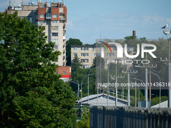 The bridge connecting Estonia with Russia is seen in Narva, Estonia on 24 July, 2024. Estonian authorities have closed the bridge that conne...