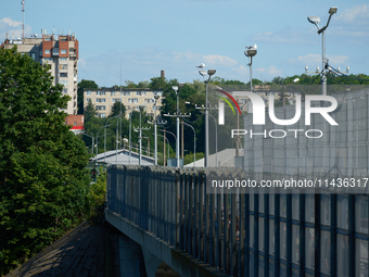 The bridge connecting Estonia with Russia is seen in Narva, Estonia on 24 July, 2024. Estonian authorities have closed the bridge that conne...