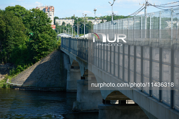 The bridge connecting Estonia with Russia is seen in Narva, Estonia on 24 July, 2024. Estonian authorities have closed the bridge that conne...