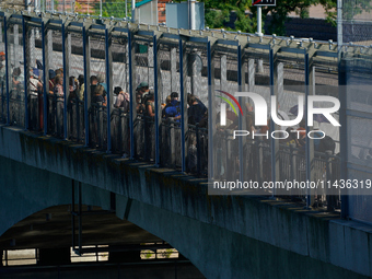 The bridge connecting Estonia with Russia is seen in Narva, Estonia on 24 July, 2024. Estonian authorities have closed the bridge that conne...