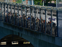 The bridge connecting Estonia with Russia is seen in Narva, Estonia on 24 July, 2024. Estonian authorities have closed the bridge that conne...