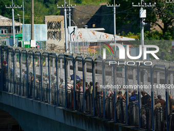 The bridge connecting Estonia with Russia is seen in Narva, Estonia on 24 July, 2024. Estonian authorities have closed the bridge that conne...