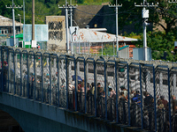 The bridge connecting Estonia with Russia is seen in Narva, Estonia on 24 July, 2024. Estonian authorities have closed the bridge that conne...