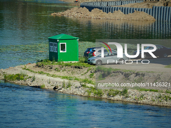 A construction site is seen in Ivangorod, Russia accross the Narva River in Narva, Estonia on 24 July, 2024. Estonian authorities have close...