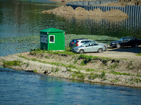 A construction site is seen in Ivangorod, Russia accross the Narva River in Narva, Estonia on 24 July, 2024. Estonian authorities have close...