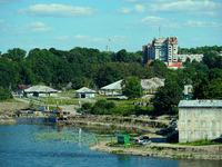 A construction site is seen in Ivangorod, Russia accross the Narva River in Narva, Estonia on 24 July, 2024. Estonian authorities have close...