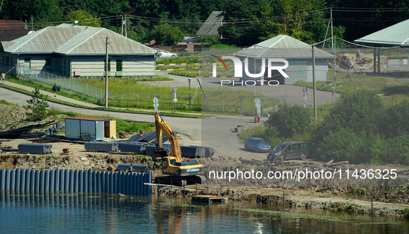 A construction site is seen in Ivangorod, Russia accross the Narva River in Narva, Estonia on 24 July, 2024. Estonian authorities have close...