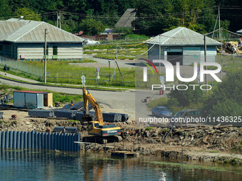 A construction site is seen in Ivangorod, Russia accross the Narva River in Narva, Estonia on 24 July, 2024. Estonian authorities have close...