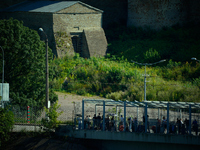 The bridge connecting Estonia with Russia is seen in Narva, Estonia on 24 July, 2024. Estonian authorities have closed the bridge that conne...