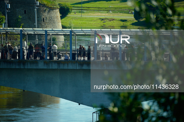 The bridge connecting Estonia with Russia is seen in Narva, Estonia on 24 July, 2024. Estonian authorities have closed the bridge that conne...