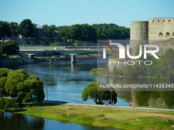 The bridge connecting Estonia with Russia is seen in Narva, Estonia on 24 July, 2024. Estonian authorities have closed the bridge that conne...