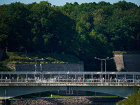 The bridge connecting Estonia with Russia is seen in Narva, Estonia on 24 July, 2024. Estonian authorities have closed the bridge that conne...