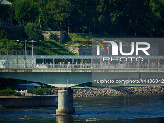 The bridge connecting Estonia with Russia is seen in Narva, Estonia on 24 July, 2024. Estonian authorities have closed the bridge that conne...