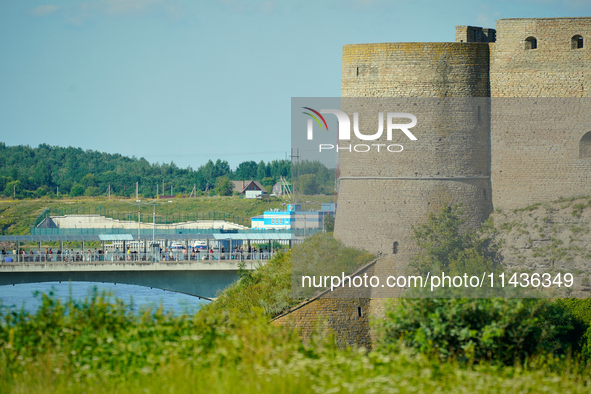 The bridge connecting Estonia with Russia is seen in Narva, Estonia on 24 July, 2024. Estonian authorities have closed the bridge that conne...